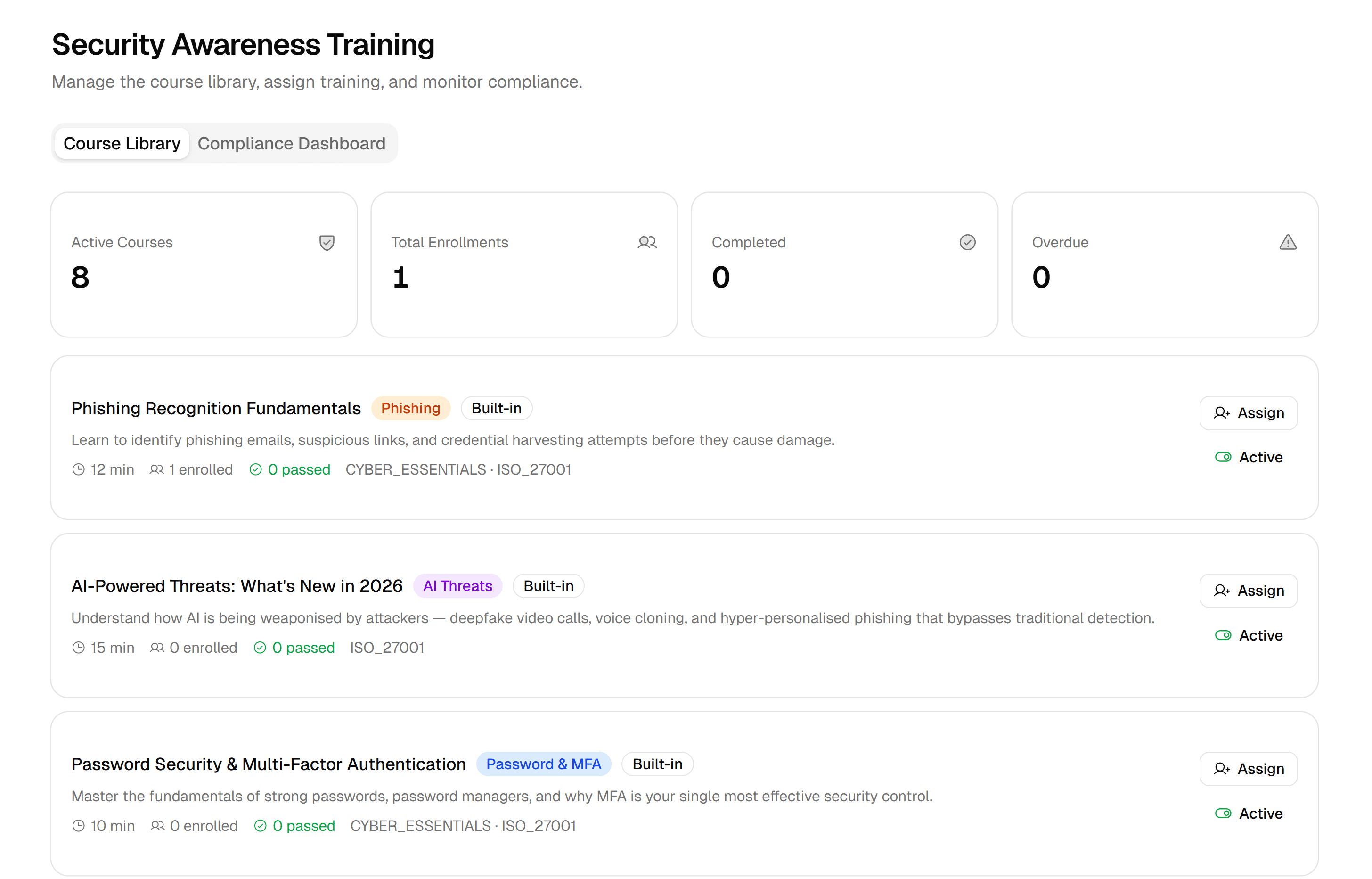 Luna HR security awareness course library